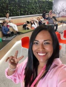 Fabiola taking a selfie with teammates in Mexico during Global Learning Day